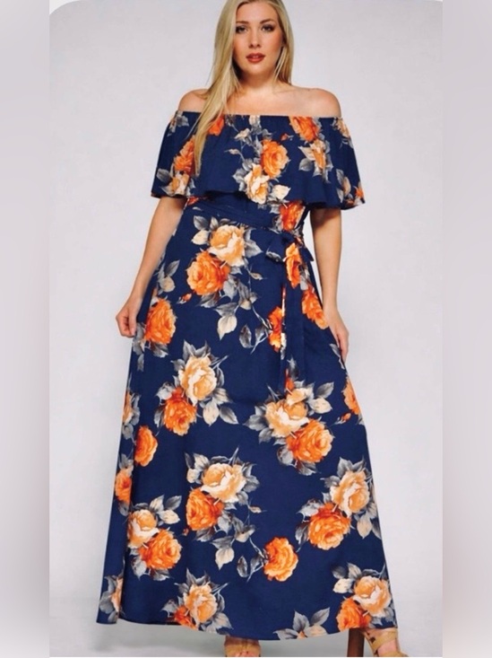 Emerald Fashion Dresses & Skirts - New!Plus Size Floral Off Shoulder Belted Maxi Dress Sizes  1X 2X 3X